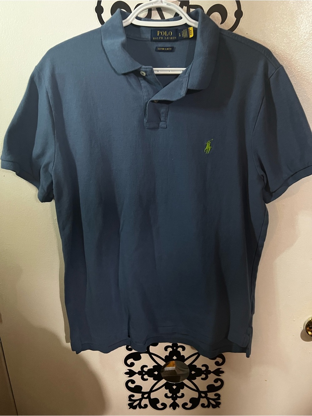 Ralph Lauren Blue Short Sleeve Polo with Green Pony